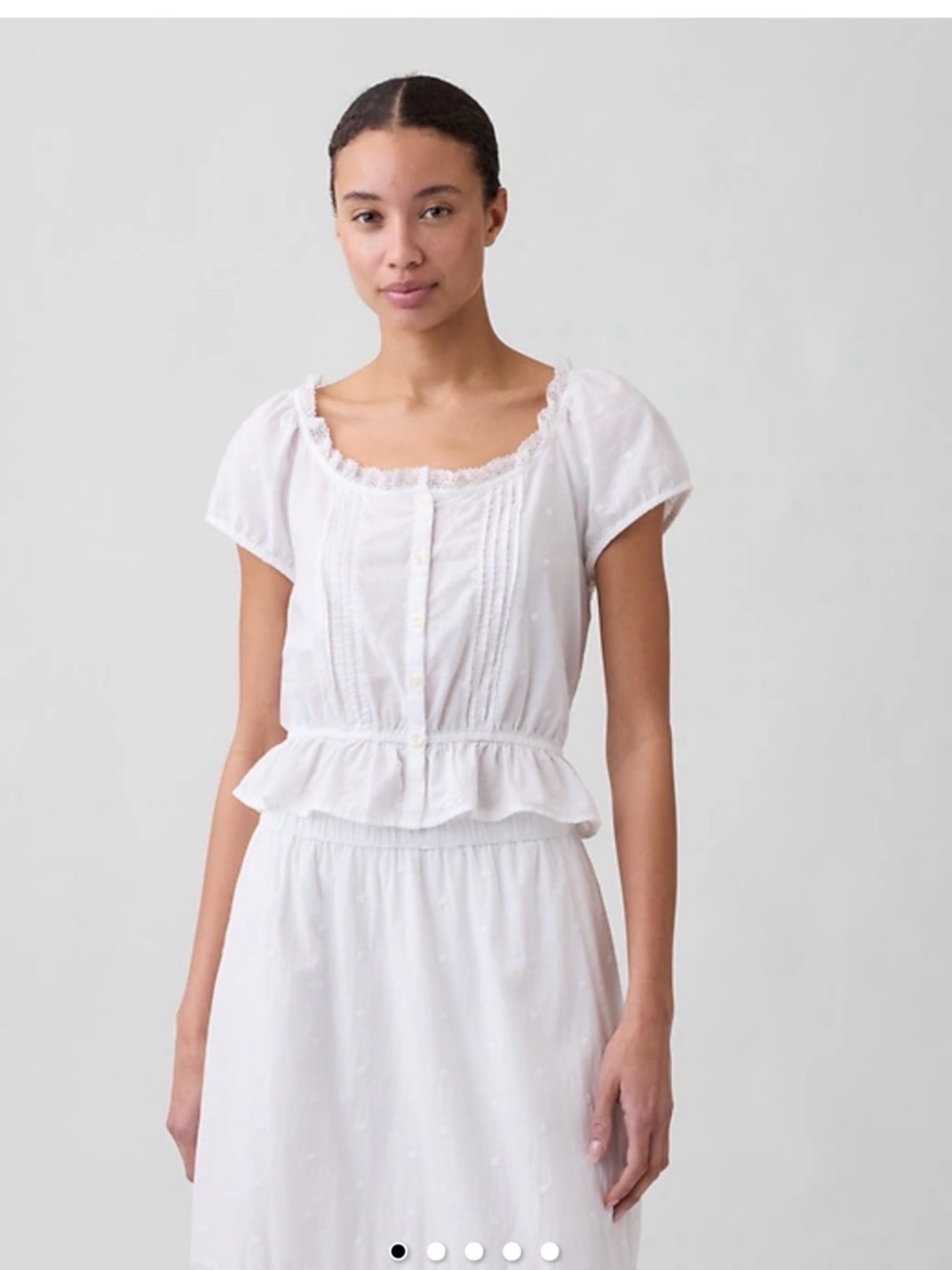 GAP White Eyelet Peplum Button-Front Blouse